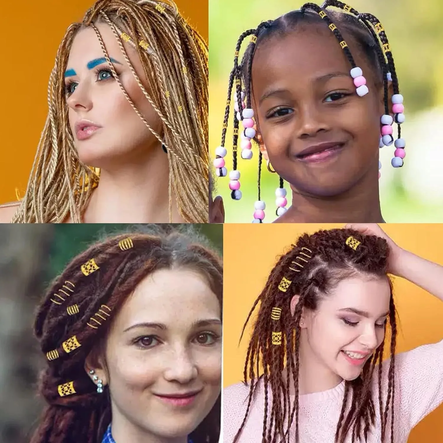 50pcs Heart Shaped elements Hair Rings Women Hair Braiding Decoration