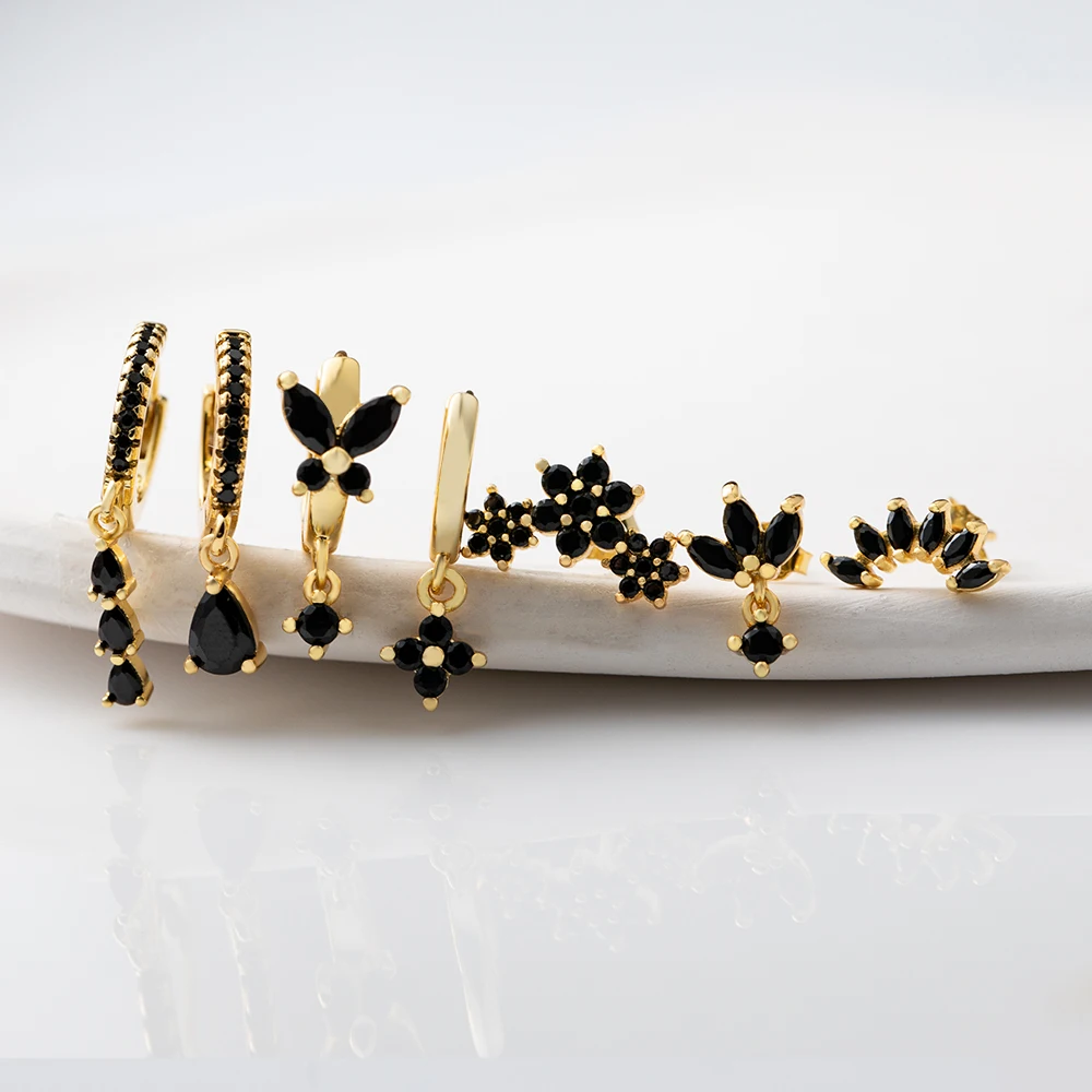 Silver Hoop Earrings, 925 Sterling Silver, Women Gold and Zircon Earrings, Fashion Jewelry