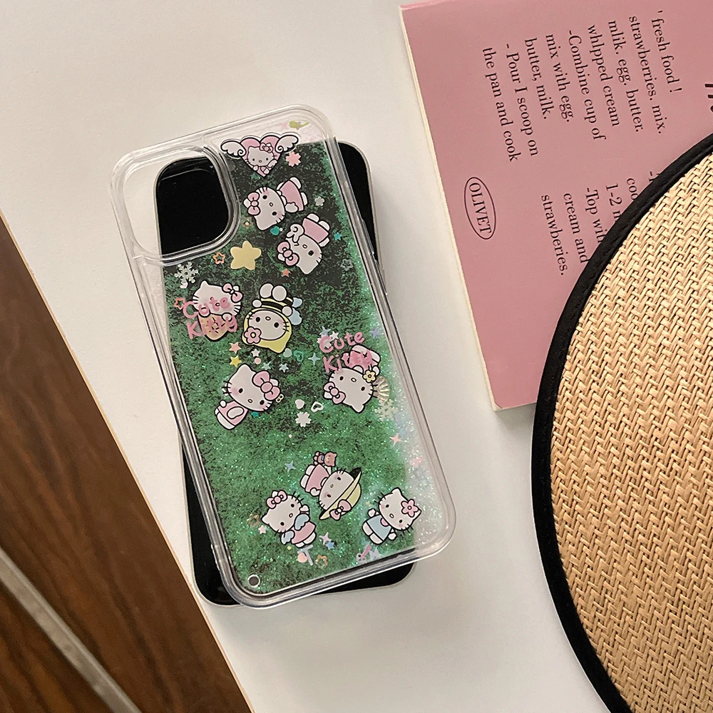 Luxury Glitter Quicksand Cartoon Hello Kitty Phone Case for IPhone