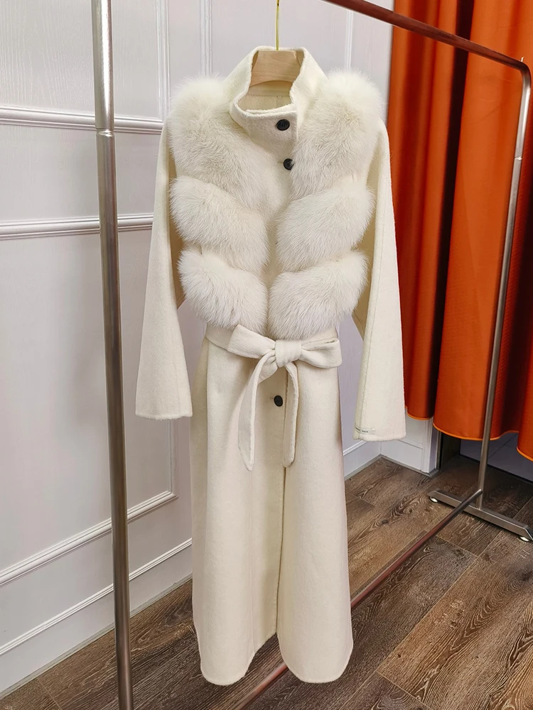 【美品】THINKFUR Fox Like Fur Jacket アイボリーS Youlander Fur BUF-02 Big Fluffy Fur Knit Sweater with Real