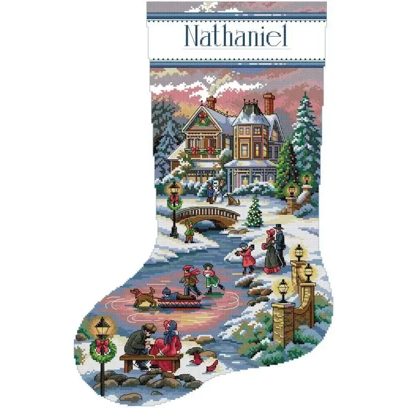 Cross Stitch Kit Christmas Stocking Series NKF Cartoon Pattern 14 16 11CT White Count Canvas Set DIY Embroidery Home Decor Gifts