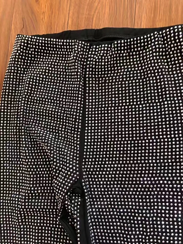 Sparkly Crystal Pants Women Leggings Autumn Winter High Waist Elastic Bodycon Long Penci Pant Streetwear Y2K Pants Tights