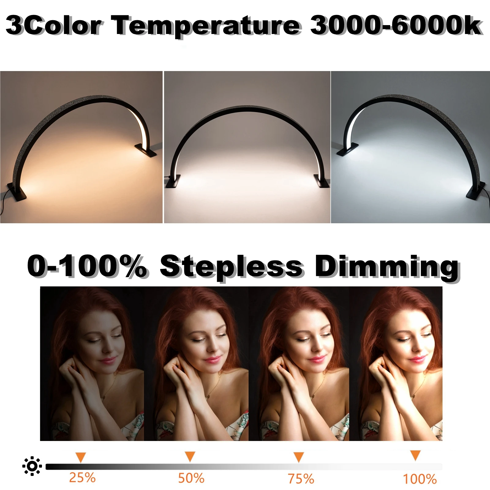 네일 386 LED용 반달 조명, 전화 클립이 있는 반달 책상 램프, 매니큐어 테크 래쉬 익스텐션 뷰티용, 30 인치, 48W, 3000-6500K