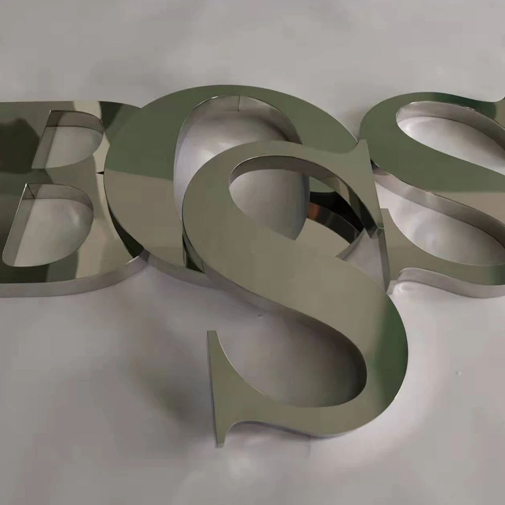 

Mirror/Polished Stainless Steel Letters Sign 3D Outside Signs Logo Custom Made Available