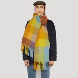 Luxurious Unisex Cashmere Scarf - Cozy Colorful Plaid with Long Tassels - One Size (2)