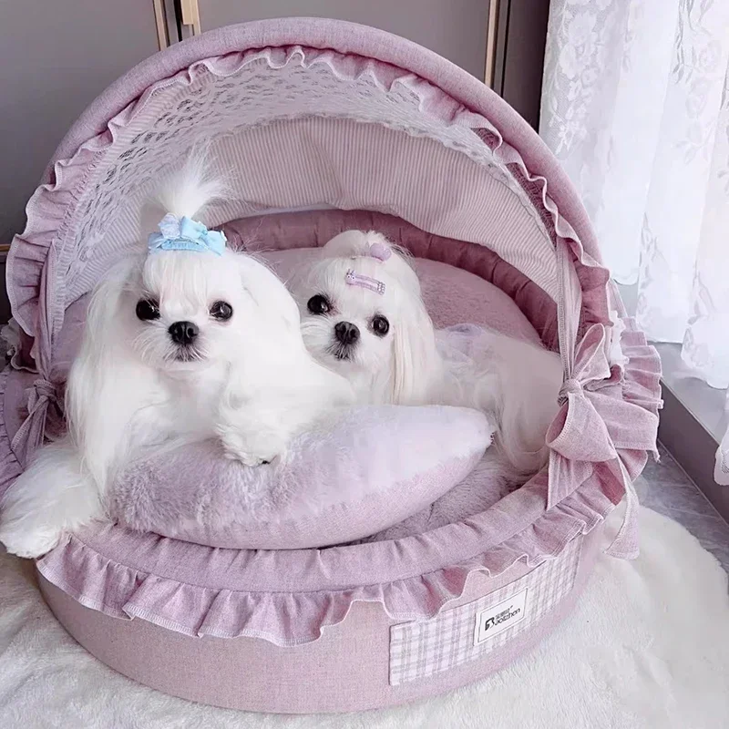 Indoor Dog Kennel Soft Playpen Booth Dogs Villa Luxury Small Dogs Cradle Beds Sleeping Teddy Large Doghouse Cat Pets Supplies