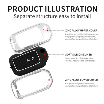 Custodia per chiave a distanza per auto in metallo Shell Fob per Honda Civic CRV CR-V HRV Accord Crider Odyssey Fit Pilot Protector Bag accessori - Custodia per chiave a distanza per auto in metallo Shell Fob per Honda Civic CRV