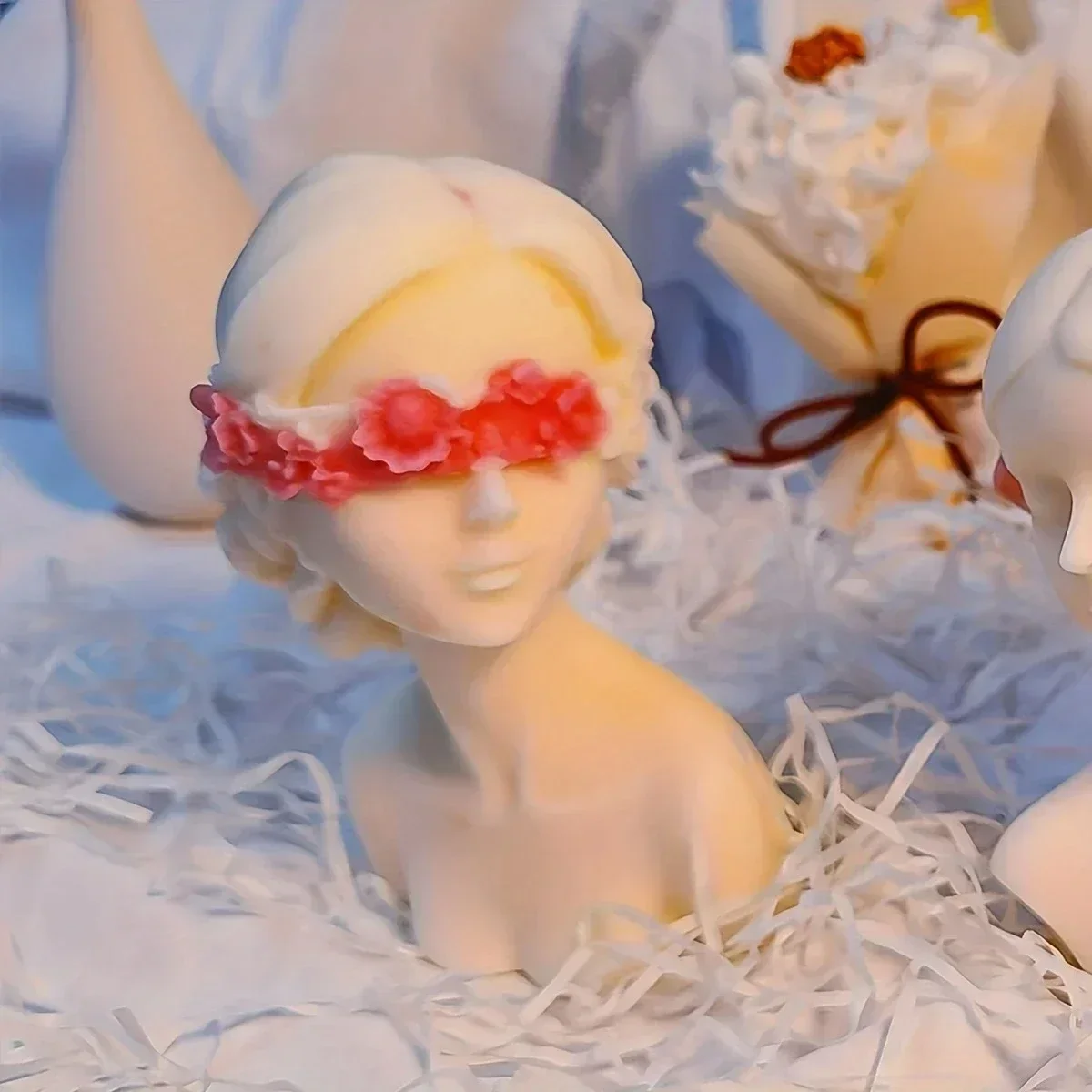 Home Crafts Girl Silicone Candle Molds DIY Rose Blindfolded Female Aromath Gpysum Home Decor Making Women Head Art Candle Mould