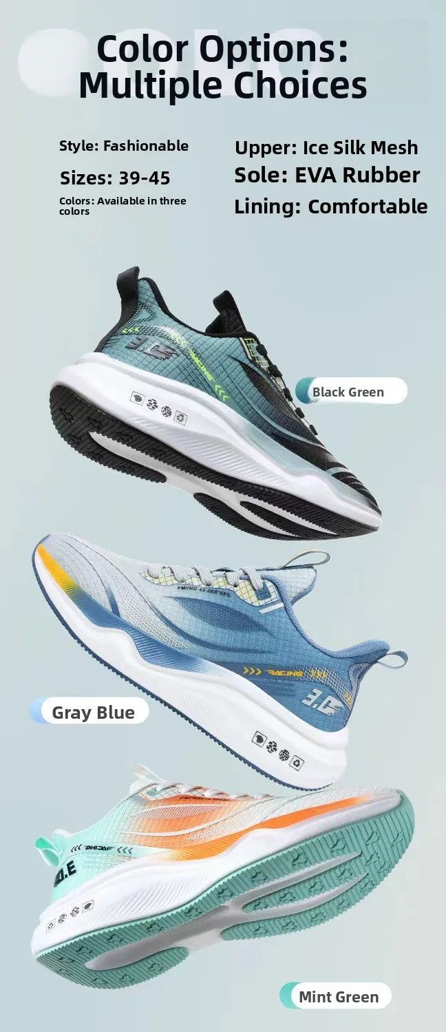 Men's Full Palm Carbon Plate Running Shoes Sole and Mesh Detail