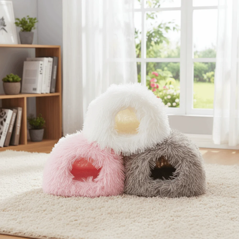 Cute Warm Hamster Plush Nest Comfortable Soft Rabbit Sleeping Nest Non-slip Windproof Mouse Bed House Pet Accessories