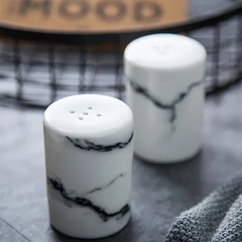 Ceramic Spice Jar Marbled Seasoning Container – Nordic Style Kitchen Spice Bottle 1