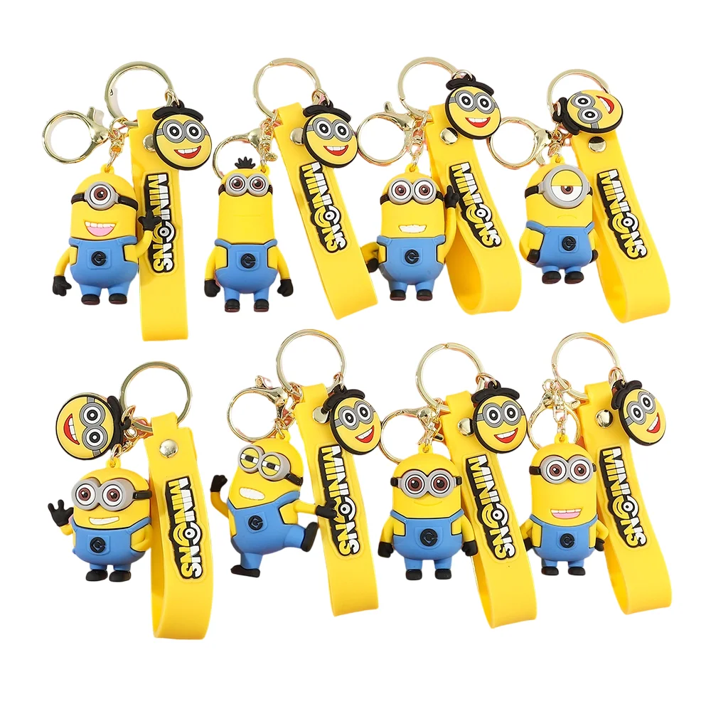 New Anime Minions Keychain Cartoon Child Toy Gift Key Ring Pvc Minion Doll Cute School Bag Pendant Car Key Chain Accessories