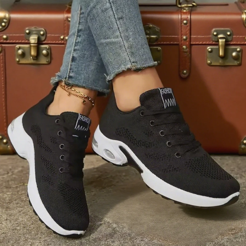 Women Platform Casual Sneakers Breathable Walking Mesh Flat Running Shoes Women Tenis Gym Vulcanized Shoes White Female Footwear