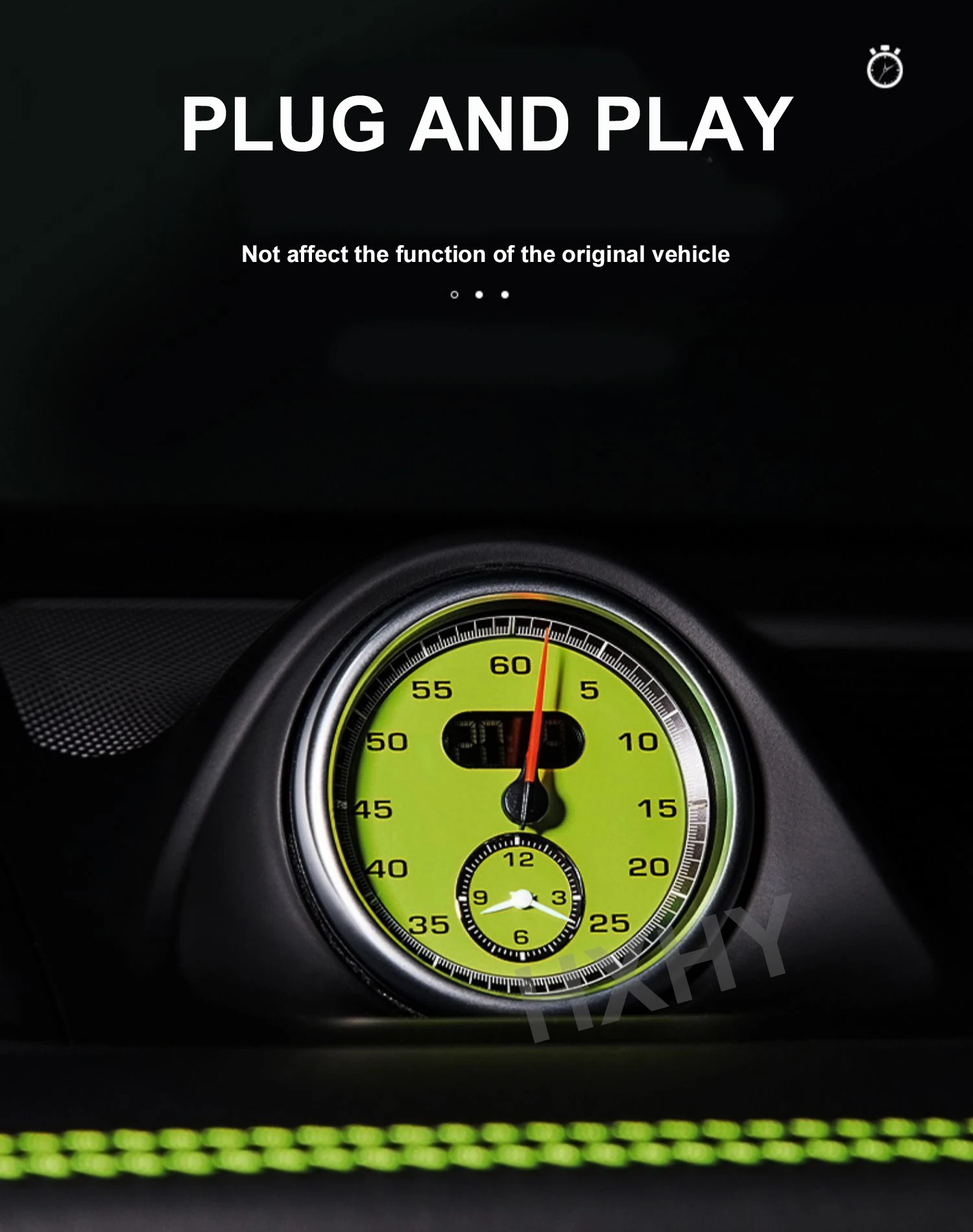 Car Dashboard Stopwatch Decoration Clock Time Support Sport Chrono For Porsche C