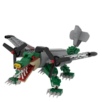 Mutated Crocodile Plane Building Block Model Creative Video Mutated Mountain and Sea Classic Crocodile Bomber Brick Toy Ornament 1