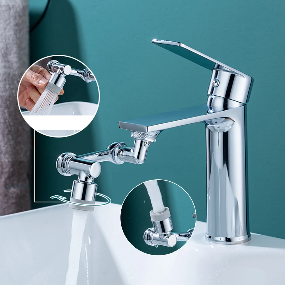 

Universal Splash Filter Faucet 1080° Rotating Faucet Aerator Extender 2 Water Outlet Modes Anti-Splash Sink Faucet for Bathroom
