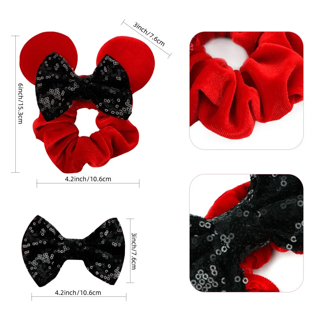 Disney Mickey Ears Bow Large Intestine Hairband Children's Theme Party Hair Accessory Cute Children's Hair Accessory