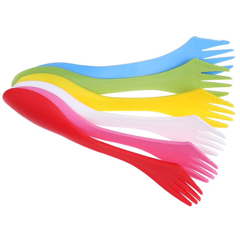 3 In 1 Utensils Plastic Spork Combo Travelling Gadget Cutlery Tableware Spoon Fork Cutter Travel Camping Hiking Picnic camping cutlery,portable tableware,portable cutlery,titanium tableware