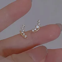 A Pair of Small and Delicate Earrings, Sparkling with Zircon Inlay, Suitable As Jewelry Gifts for Women's Daily Wear - Image 4