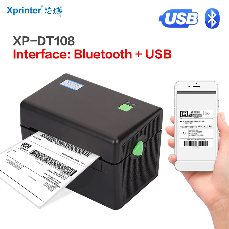 

Принтер для этикеток 100*100/150, принтер для термальных этикеток DT108, USB-принтер для яркости/фотографий