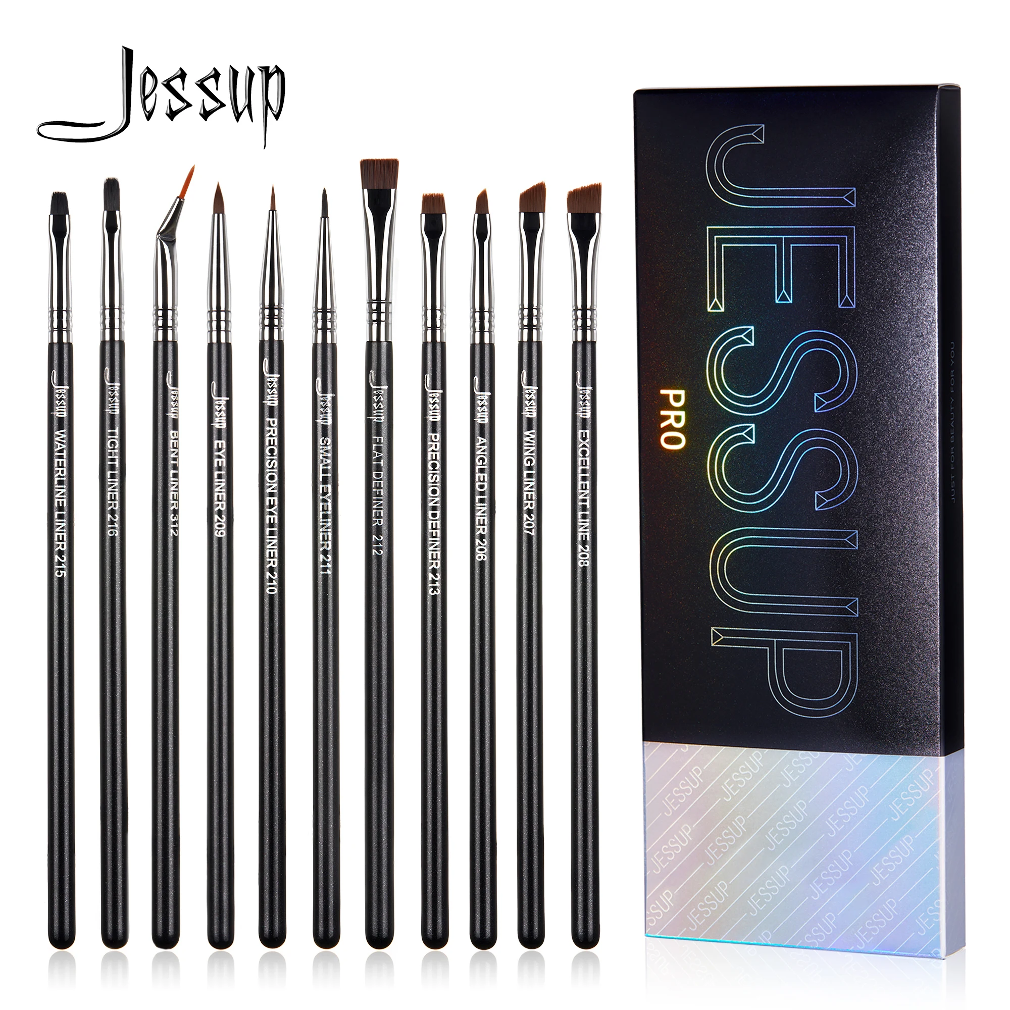 Jessup 아이라이너 브러쉬 세트, 프로 아이라이너 브러쉬, 테이퍼 앵글 플랫..