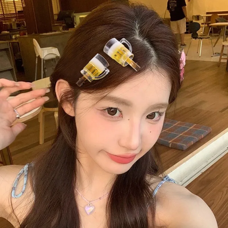 ゴシックビールヘアクリップ Y2K 女の子クリエイティブクリップサイド 