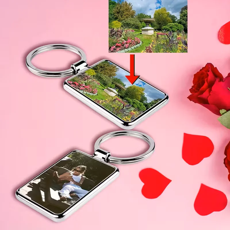 Customisable Double-Sided Rectangular Keychain - Personalized Gift with Images or Text