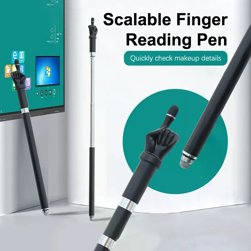 Puntatore didattico Asta telescopica Bastone didattico per dito Stilo per penna per schermo Bastoncini per lettura dito Forniture per ufficio scolastico - immagine 2