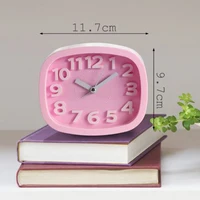 Candy Color Alarm Clock Battery Silent Home Desk Table Analog Clock Snooze 2