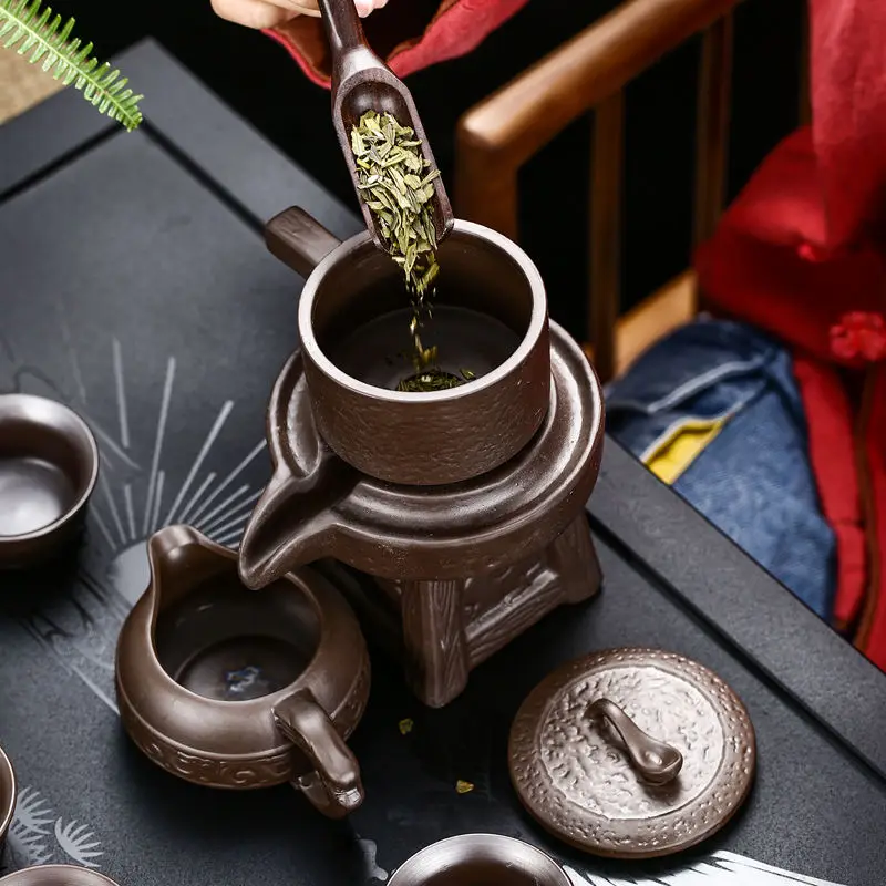 Tea Set Ceramic Lazy Man Style Automatic Rotating Insulation Tea Set