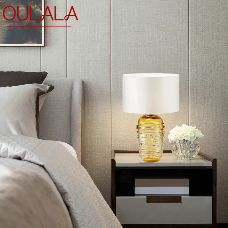 

OULALA Nordic Modern Glaze Table Lamp Fashionable Art Iiving Room Bedroom Hotel LED Personality Originality Desk Light