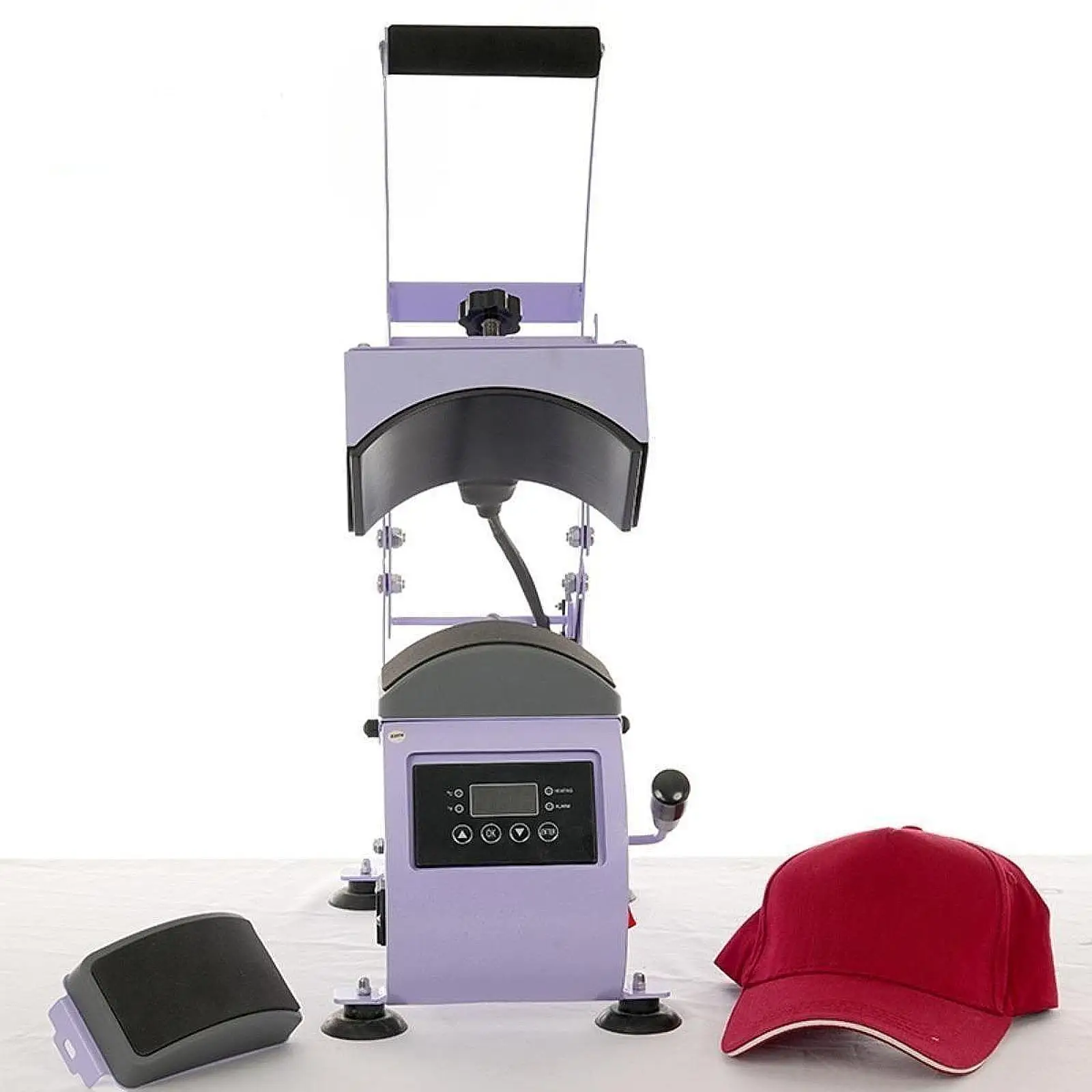 Cap Heat Press Machine Stable Performance 550W with 2Pcs Interchangeable Platens Resuable Hat Heat Press with Cap Stretcher