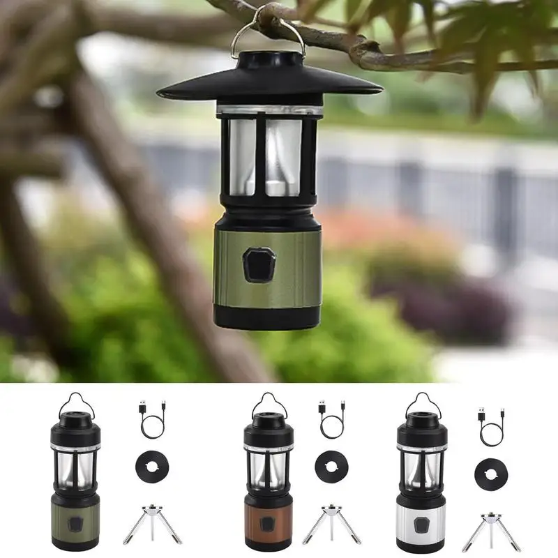 

Retro Portable Camping Lantern Outdoor Kerosene Vintage Camp Lamp Waterproof Hang USB Tent Light LED Flashlight For Hiking Yard