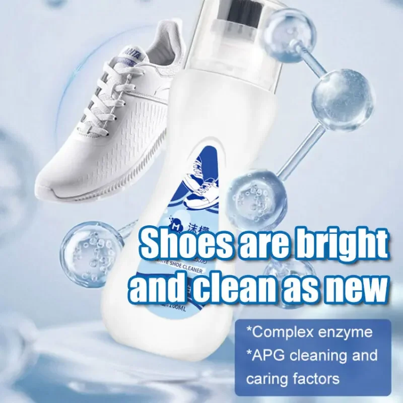 100ml White shoes cleaning whitening artifact with brush head powerfully removes stubborn stain household yellow decontamination