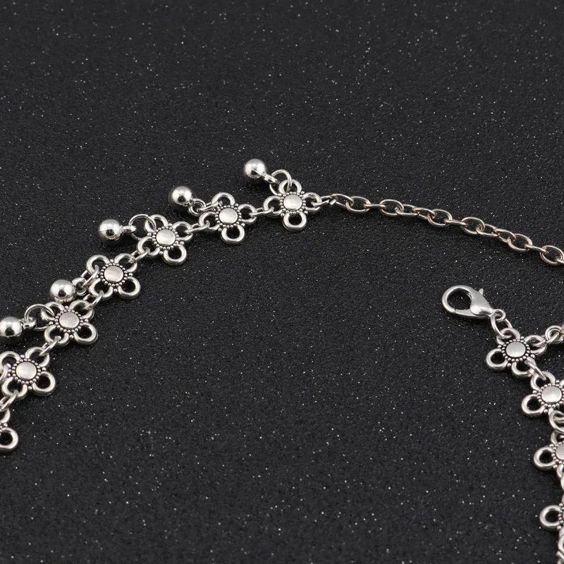 Böhmische handgefertigte Blumenperlen-Halskette für Damen, ethnische Legierungs-Quasten-Choker-Halskette, Schlüsselbein-Kette, Mädchen-Party-Festival-Schmuckgeschenke – Detail 6