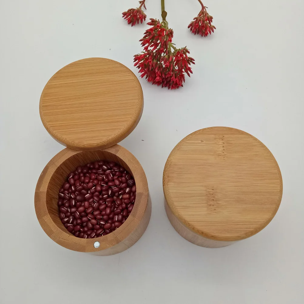 

Spice Set Sugar Bowl for Kitchen Seasoning Jars Bamboo Condiment Container with Cover