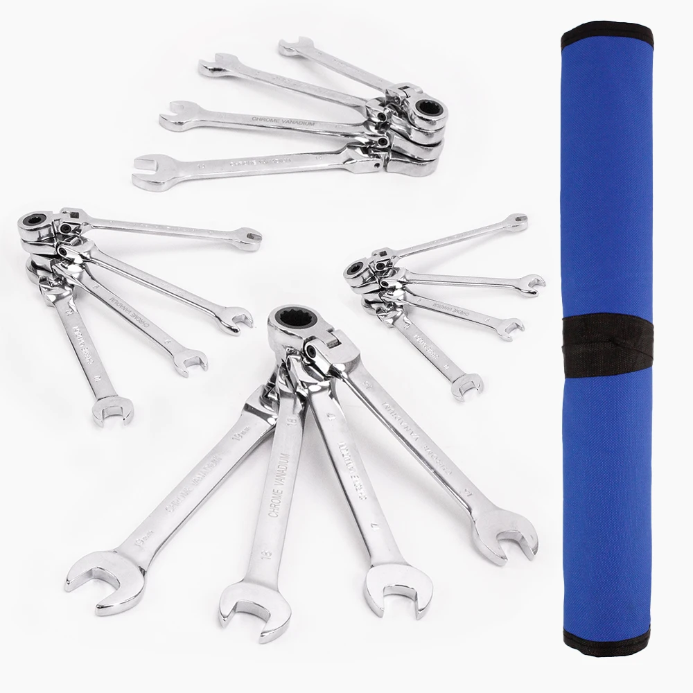 

Набор комбинированных трещоточных ключей с гибкой головкой, комплект гаечных ключей из хромованадиевой стали для ремонта автомобилей и гаража, дома «сделай сам»
