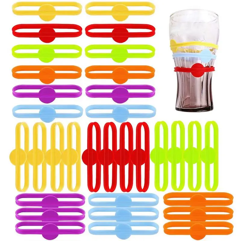 Drink Marker Wine Glass Silicone Strip Tag Marker Reusable Beverage Mark Wine Glass Mark Glass Silicone Strip Marker