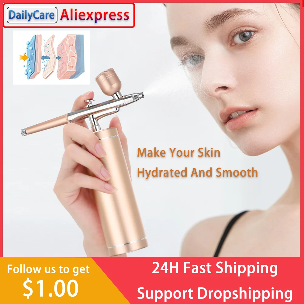 Facial Airbrush Water Oxygen Injector Machine Compressor Nano Fog Mist