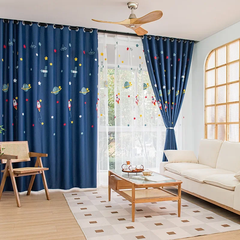Galaxy Curtains Blackout Baocicco Navy Blue Space Curtains For