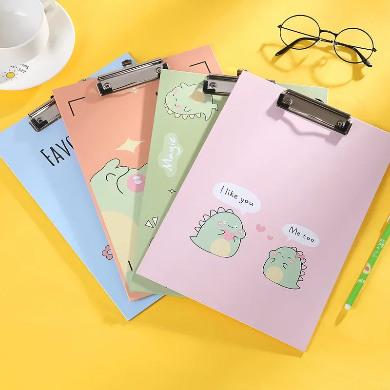 Creative Cartoona4 Paperboard Clip Multifunctional Thickened File Folder Clip Student Stationery Writing Pad Office Supplie