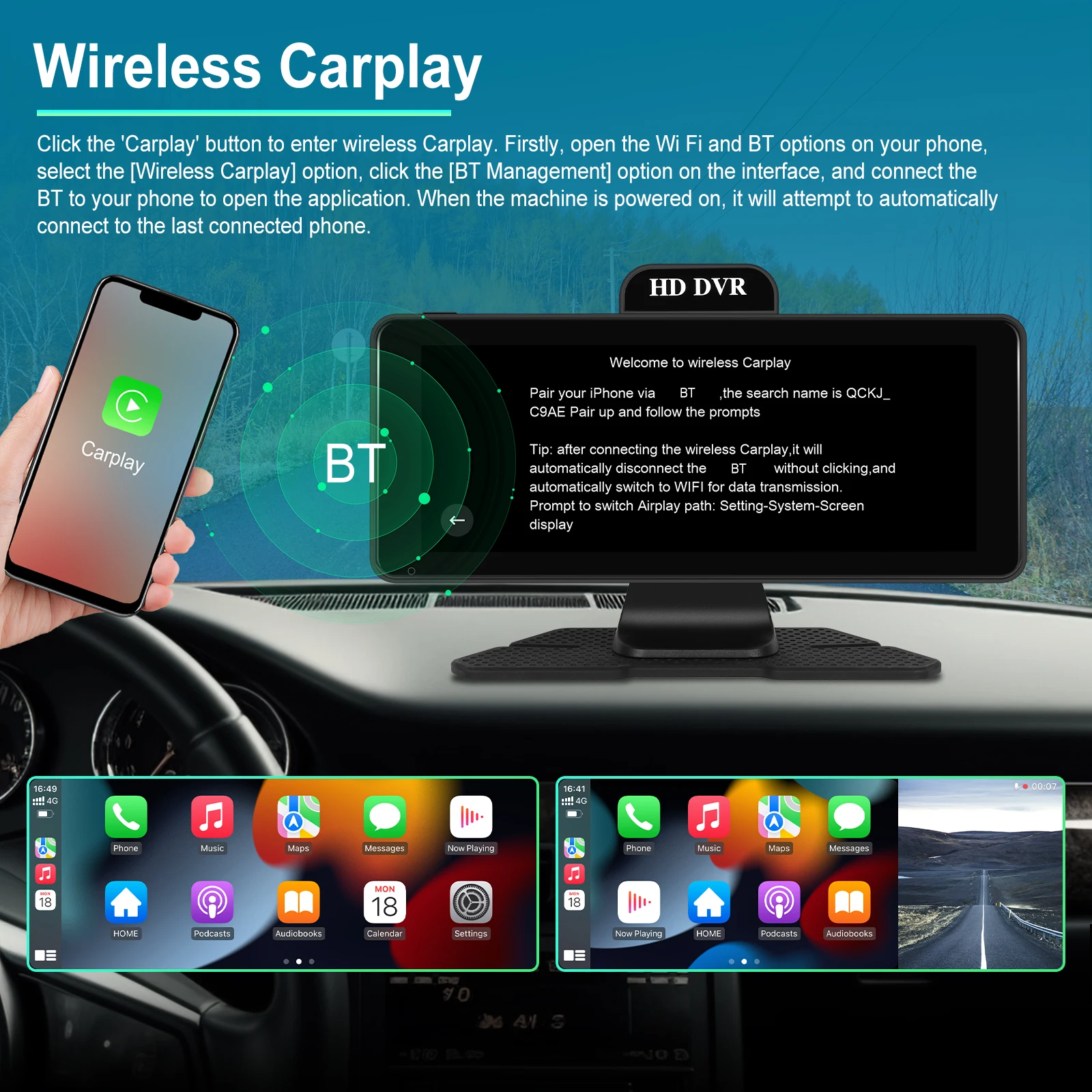 Podofo 4K  ī޶ ڵ , ADAS ī÷, ȵ̵ ڵ 6.86 ġ Ʈ ũ ÷̾, Ʈ   , ڵ DVR