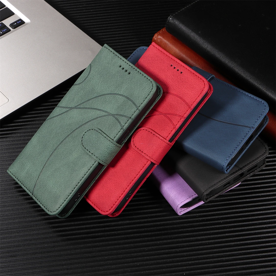 Custodia Porta Carte Flip Splicing In Pelle Line Per Sony Xperia 1 5 10 V Vi Iii Custodia Magnetica Per Portafoglio Vintage Business Cover