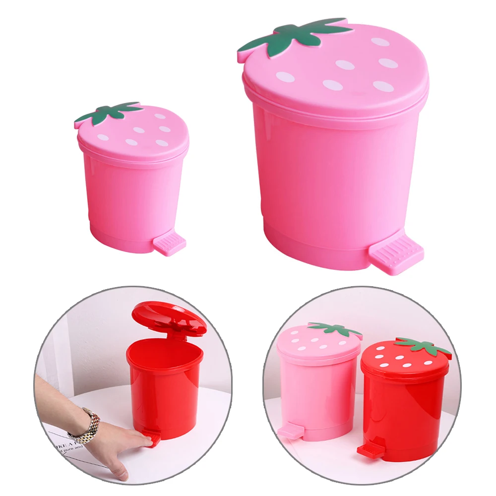 Mini niedlich Desktop Mülleimer mit Deckel Erdbeere Mülleimer für  Schreibtisch Küche Mülleimer Mädchen Kinder Kinderzimmer Dekor