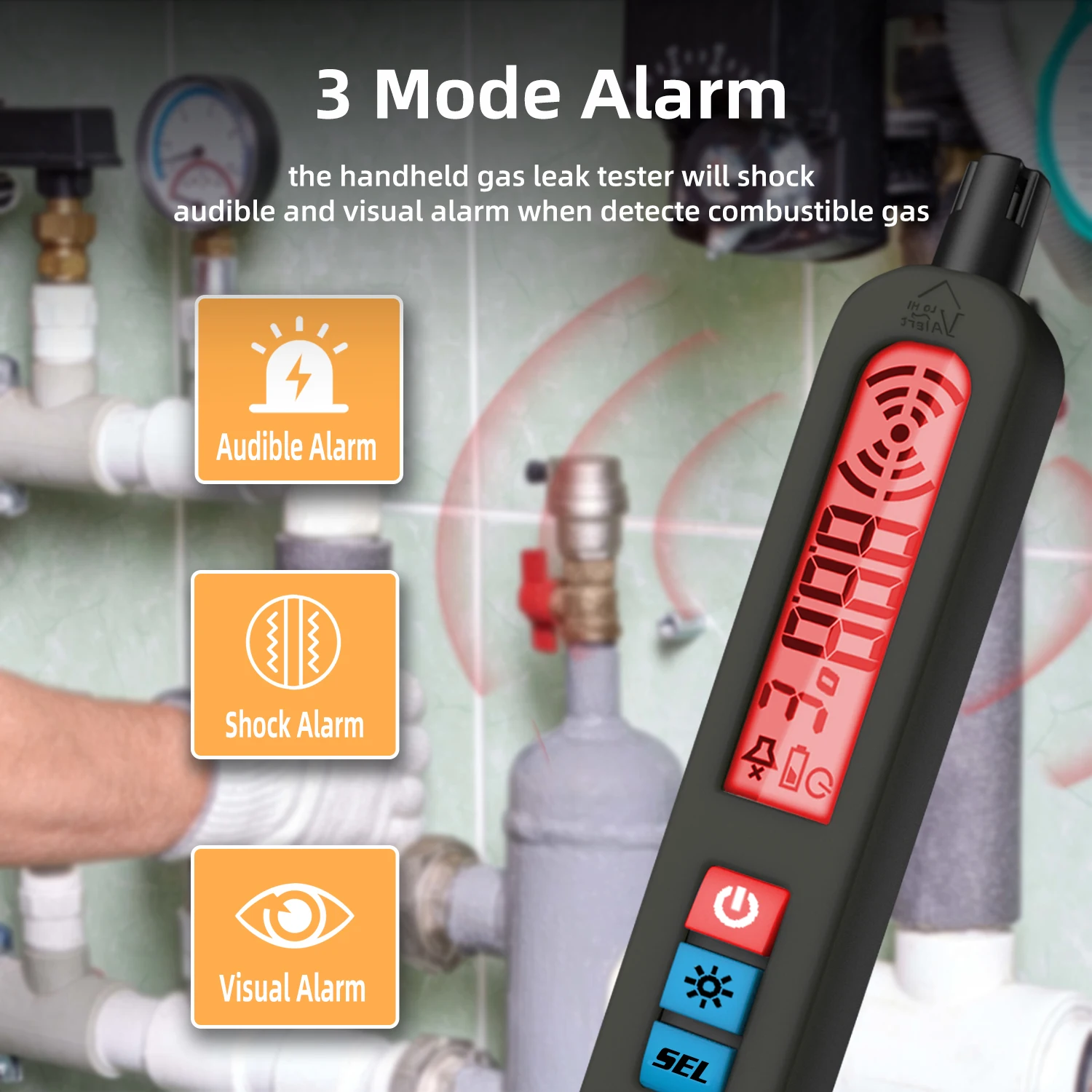 Gas Leak Detector Combustible Natural Co2 Flammable Alcohol LPG Methane Analyzer Rechargeable Buzzer Alarm PPM LEL Tester gas leak detector