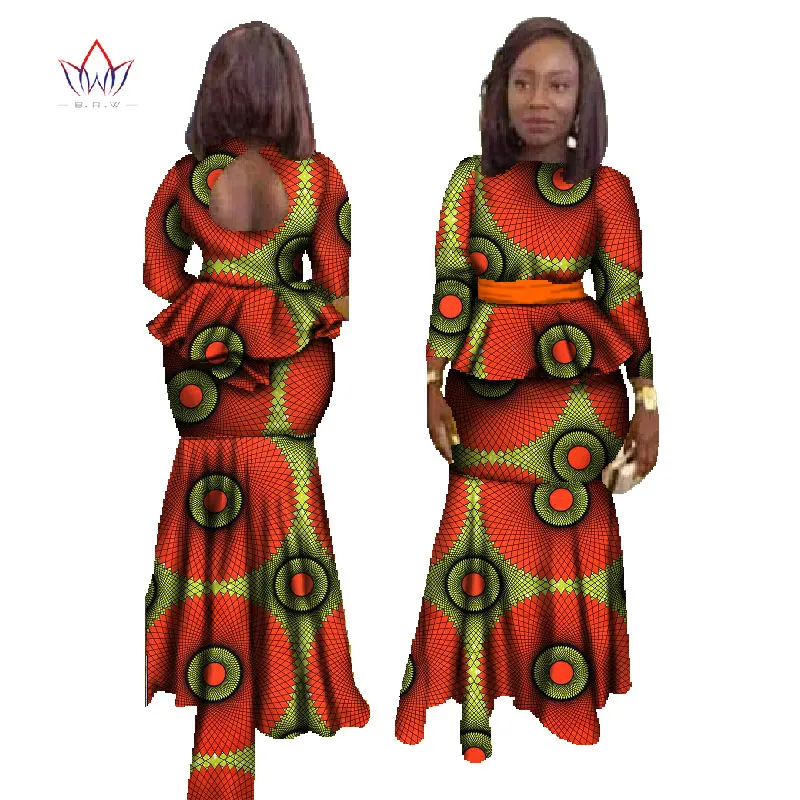 african attire BRW Fashion African Skirt Set for Women Dashiki Plus Size African Clothing Bazin Sexy Traditional African Clothing WY023 african robe Africa Clothing