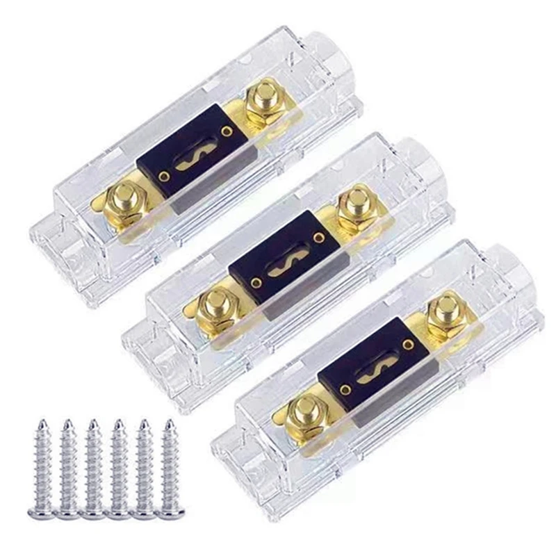

3Pcs ANL Fuse Holder Bolt-On Fuse Car Fuse Holders Fusible Link With Fuse Fuses AMP