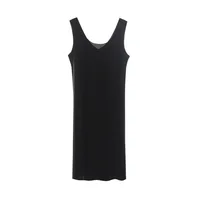 Jupon complet sans couture pour femmes, sous-jupe, grande taille, Sexy, col en V, sans manches, soie glacée, Ultra fin, robes complètes pour femmes 3