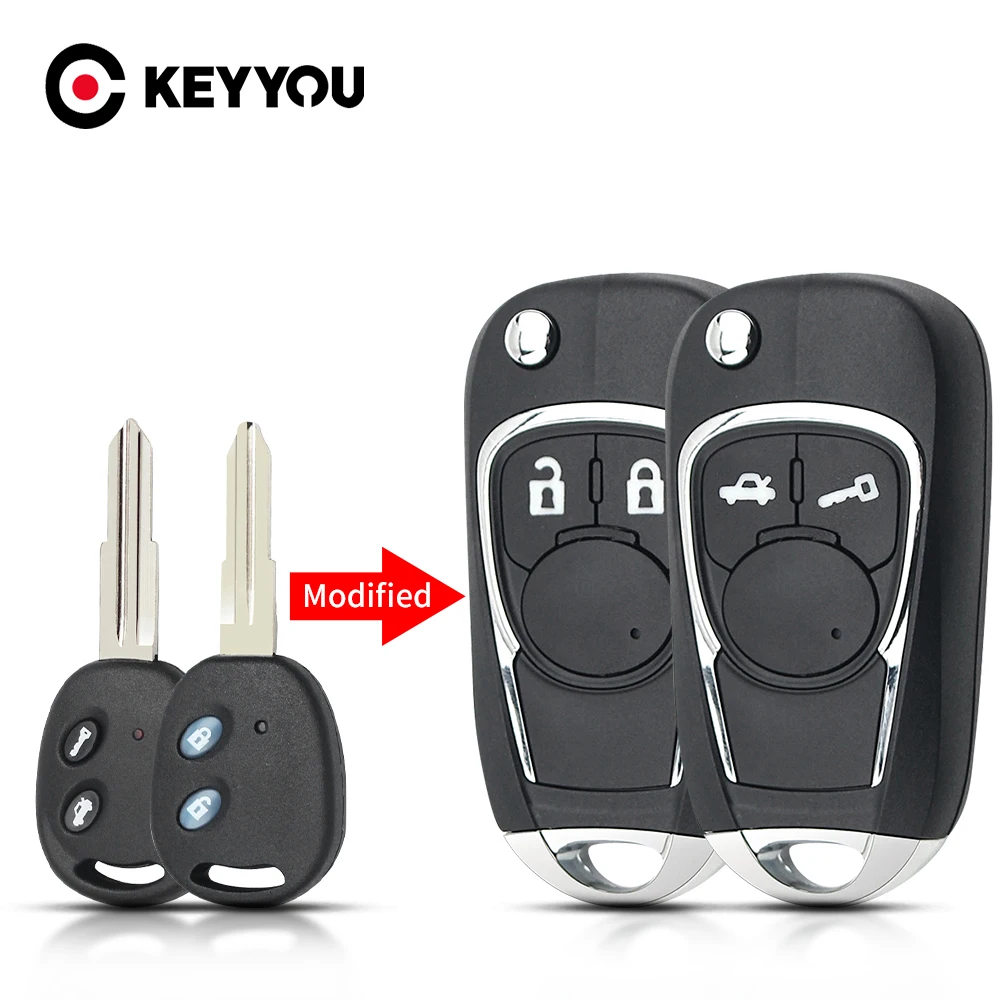 KEYYOU Modified Flip Key Shell For Chevrolet LOVA Sail Epica Lechi Spark Folding 2 Buttons Remote Car Key Case Left/Right Blade Key Case Car Key Shell