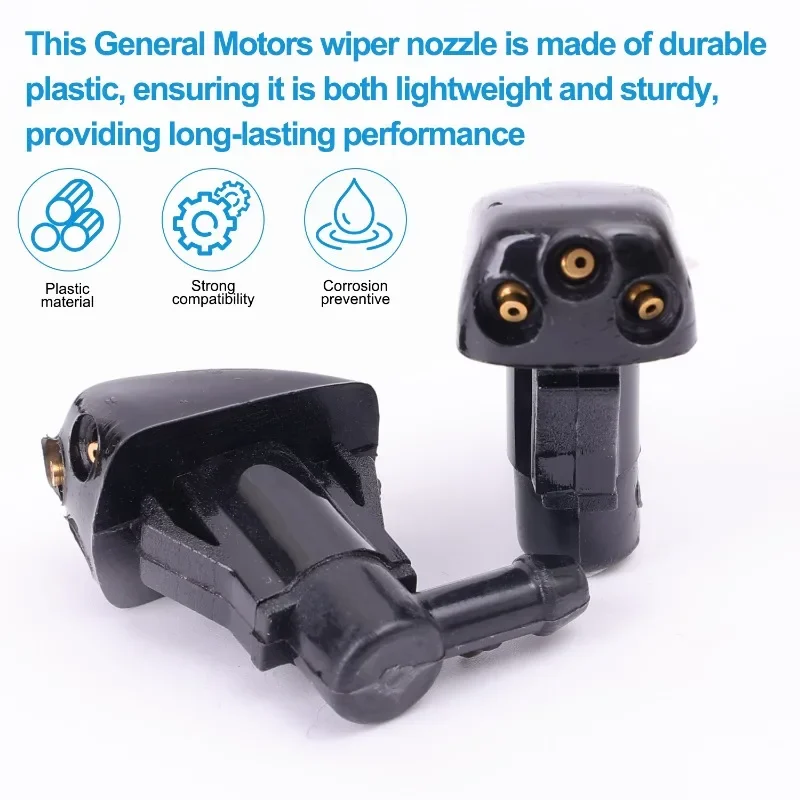 2Pcs Car Windshield Washer Nozzle – Dual Hole Spray Jets for Wiper Washer System, Fits Most Vehicles, Auto Glass Cleaner
